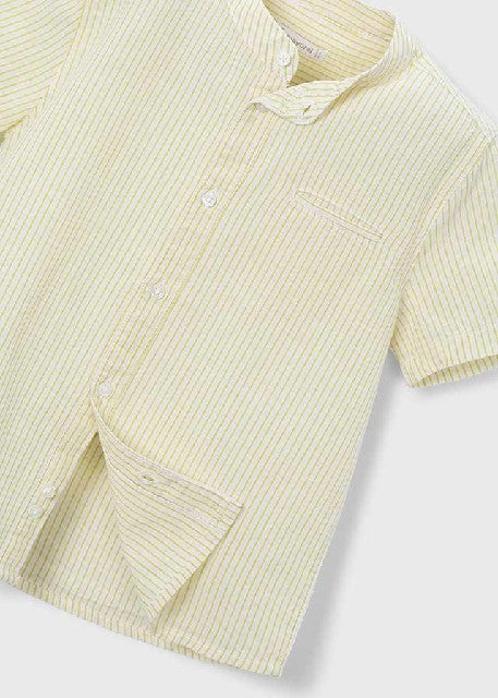Camisa m/c cuello mao lino    Oliva