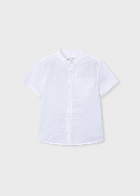 Camisa m/c cuello mao lino    Blanco