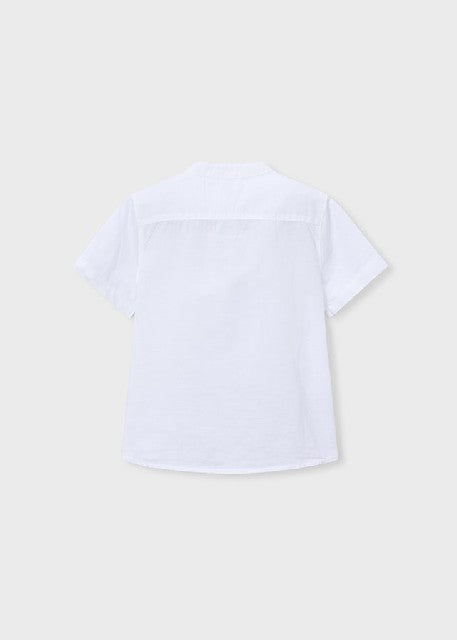 Camisa m/c cuello mao lino    Blanco