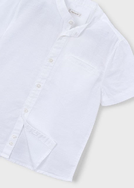 Camisa m/c cuello mao lino    Blanco
