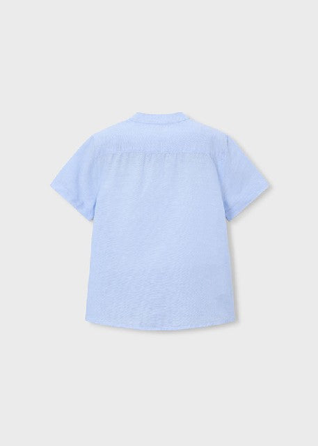 Camisa m/c cuello mao lino    Celeste