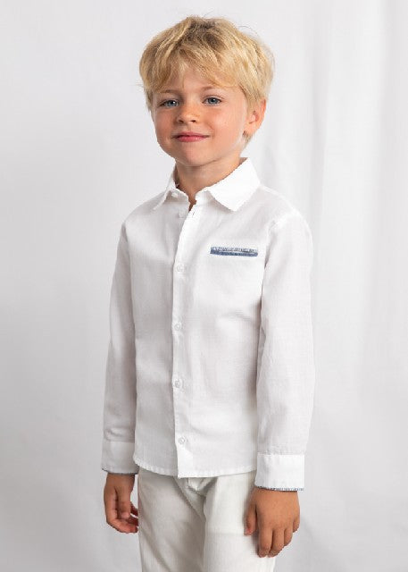 Camisa m/l lino vestir        Blanco