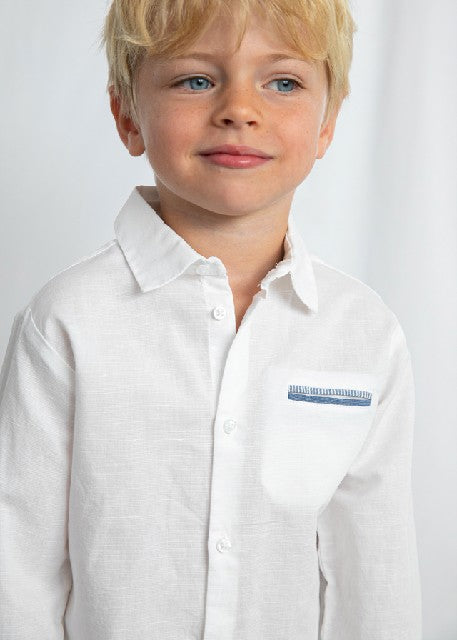 Camisa m/l lino vestir        Blanco
