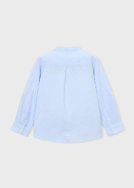 Camisa m/l cuello mao lino    Celeste