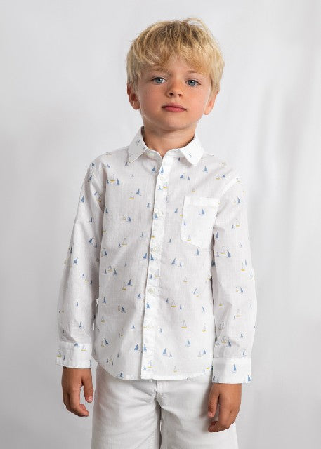 Camisa m/l lino c/camisero    Bco-añil