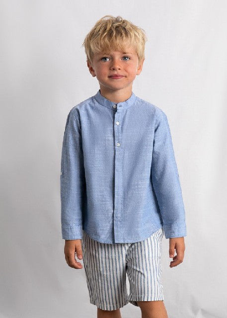 Conj. bermuda lino suiting    Añil