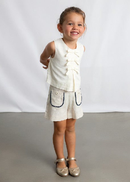 Pantalon corto bolsillos      Lino