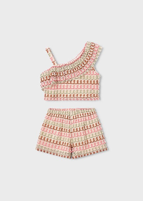 Conj. short punto fantasia    Mandarina