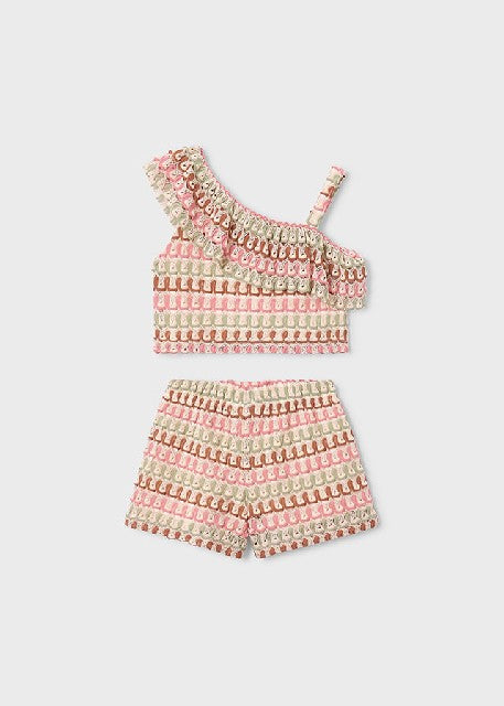 Conj. short punto fantasia    Mandarina