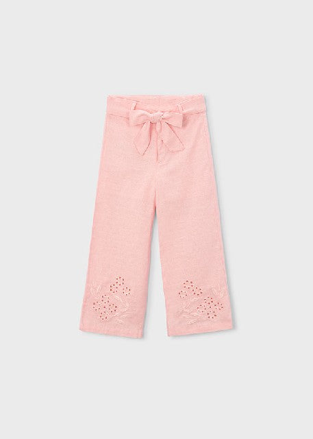Pantalon largo lino bordado   Blossom