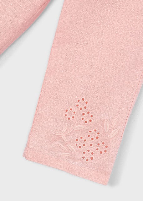 Pantalon largo lino bordado   Blossom