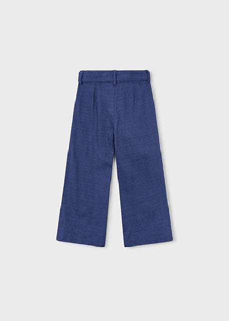 Pantalon largo lino bordado   Porcelana