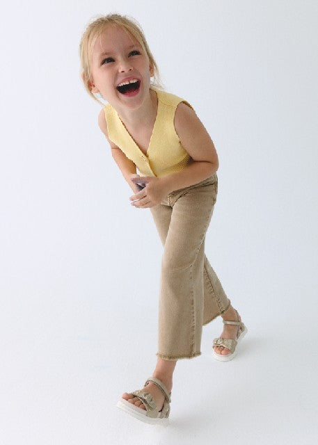 Pantalon sarga wide leg       Beige