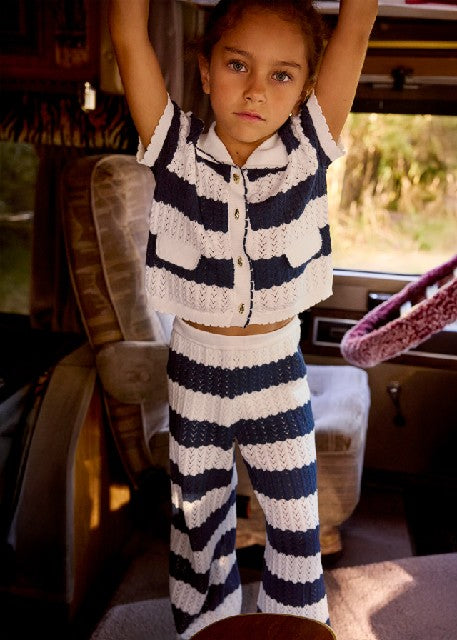 Conj. pantalon largo tricot   Porcelana
