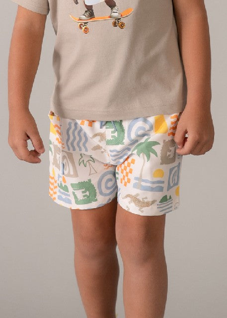 Bañador bermuda estampado     Nata