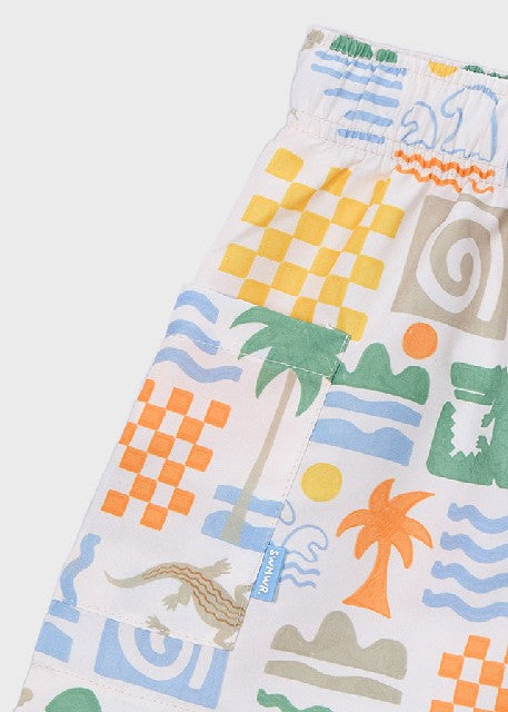 Bañador bermuda estampado     Nata
