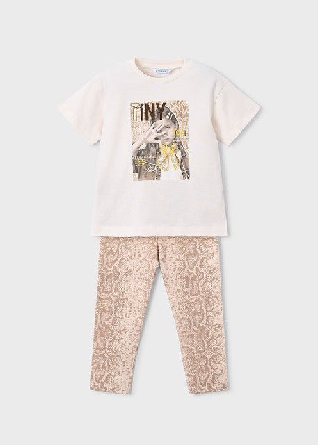 Conj. leggings estampado      Beige