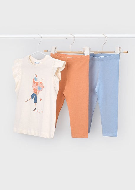 Conj. leggings 2 pantalones   Celeste