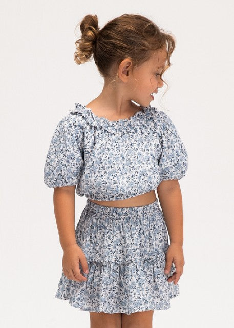 Falda dobby estampada         Celeste