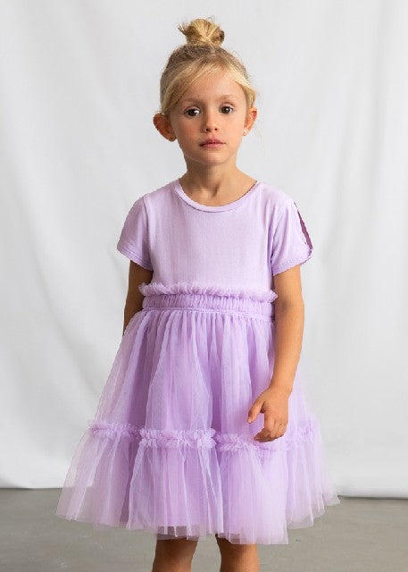 Vestido combinado             Malva