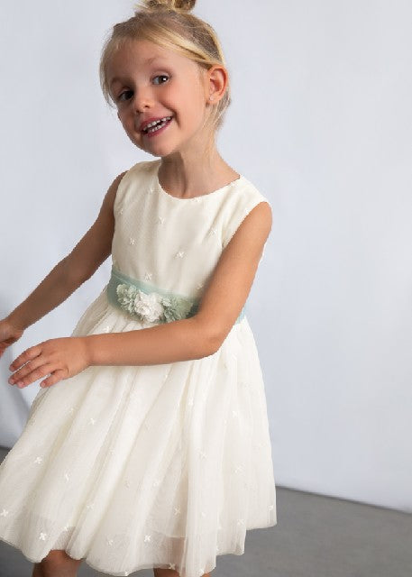 Vestido tul bordado           Crudo