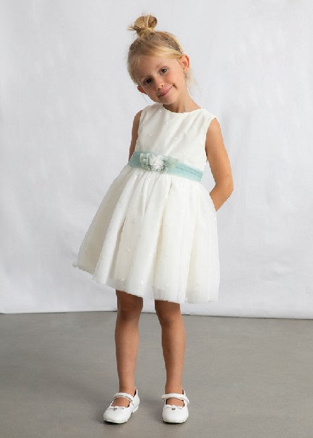 Vestido tul bordado           Crudo