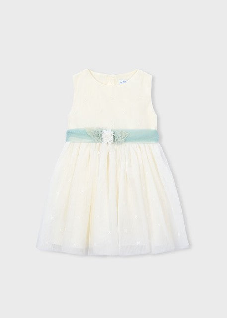 Vestido tul bordado           Crudo