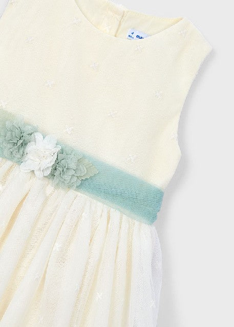 Vestido tul bordado           Crudo