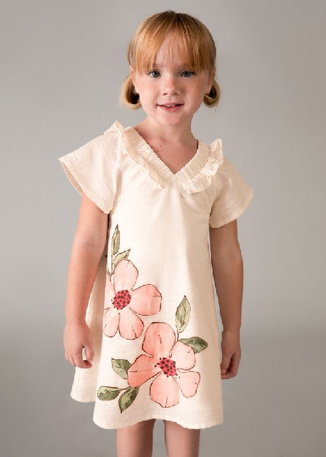 Vestido lino flores           Garbanzo