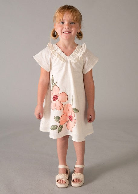 Vestido lino flores           Garbanzo