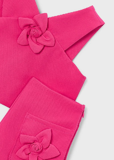 Conj. bermuda crepe flores    Clavel
