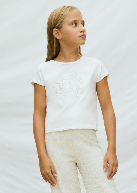 Camiseta m/c lentejuelas      Crudo