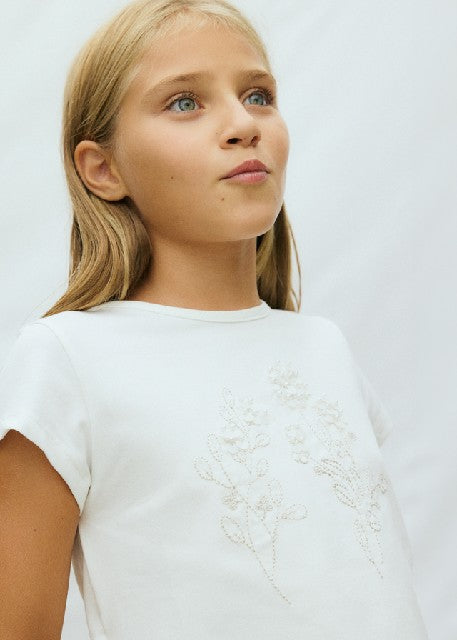 Camiseta m/c lentejuelas      Crudo