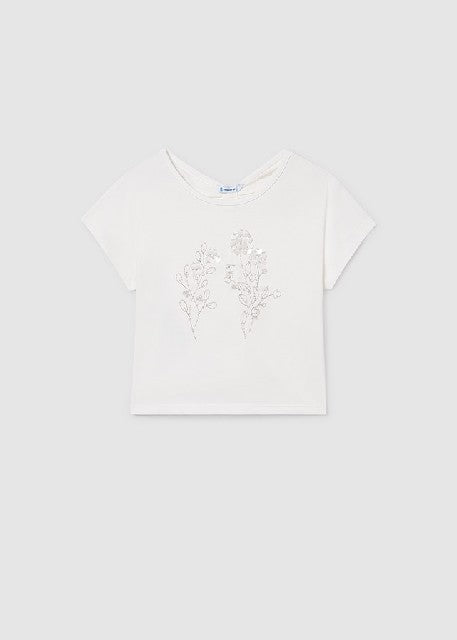 Camiseta m/c lentejuelas      Crudo