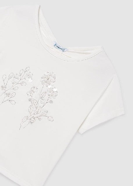 Camiseta m/c lentejuelas      Crudo