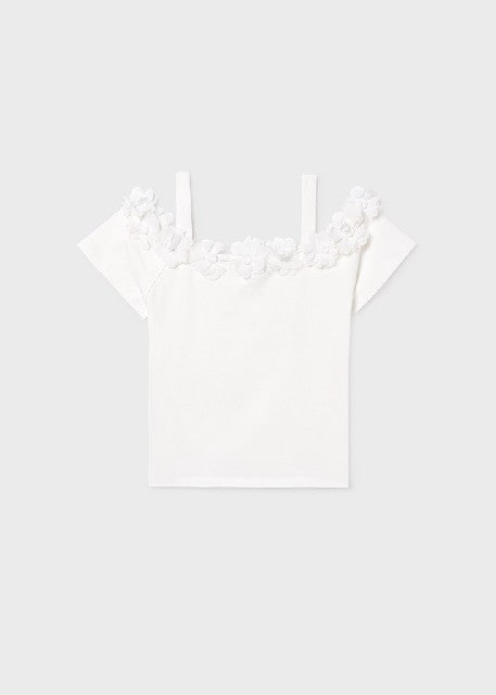 Camiseta m/c flores 3d        Crudo