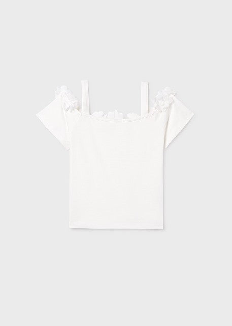 Camiseta m/c flores 3d        Crudo