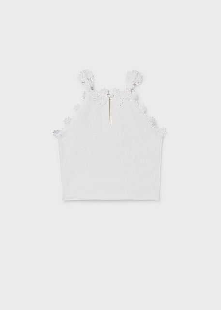 Camiseta tirantes tira guipur Blanco