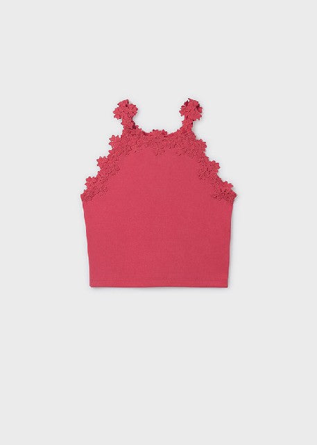 Camiseta tirantes tira guipur Coral