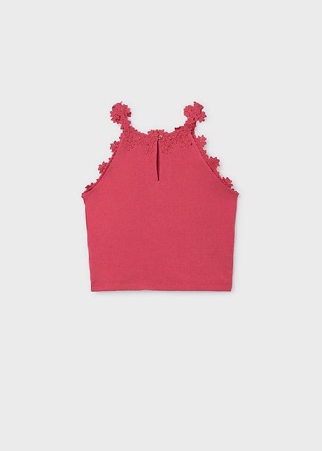 Camiseta tirantes tira guipur Coral