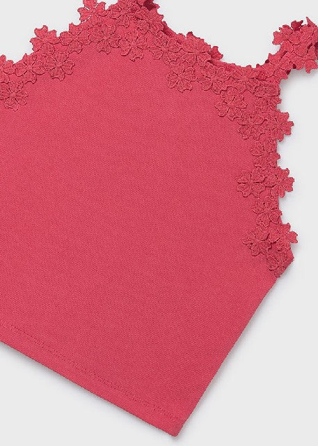 Camiseta tirantes tira guipur Coral