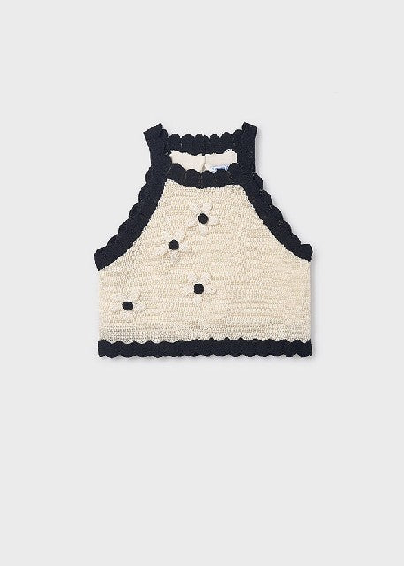 Top tricot flores             Hueso-negr