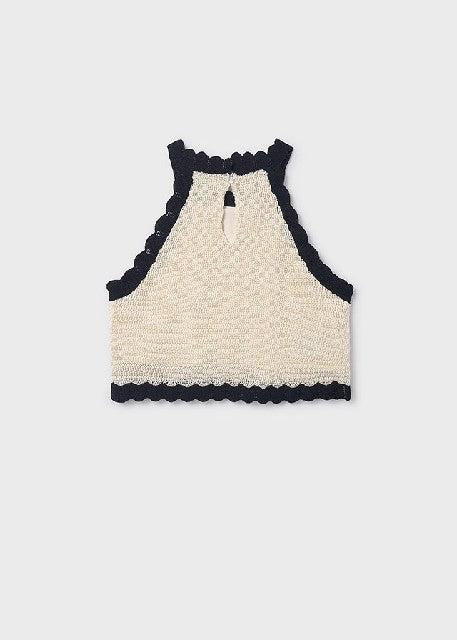 Top tricot flores             Hueso-negr