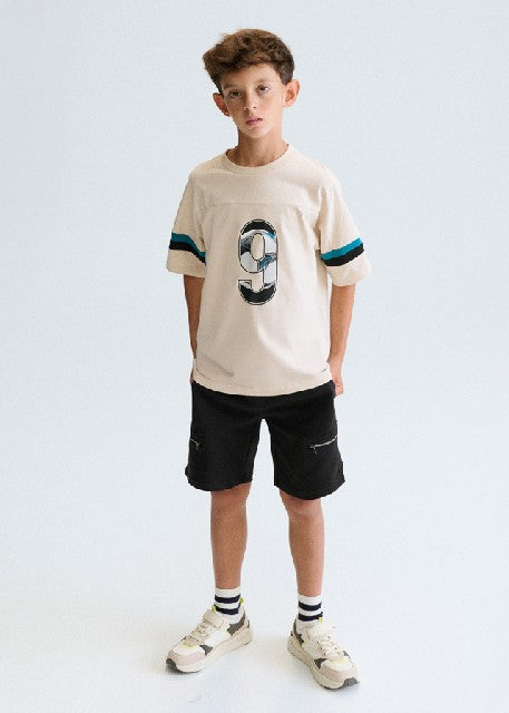 Camiseta m/c combinada        Crema