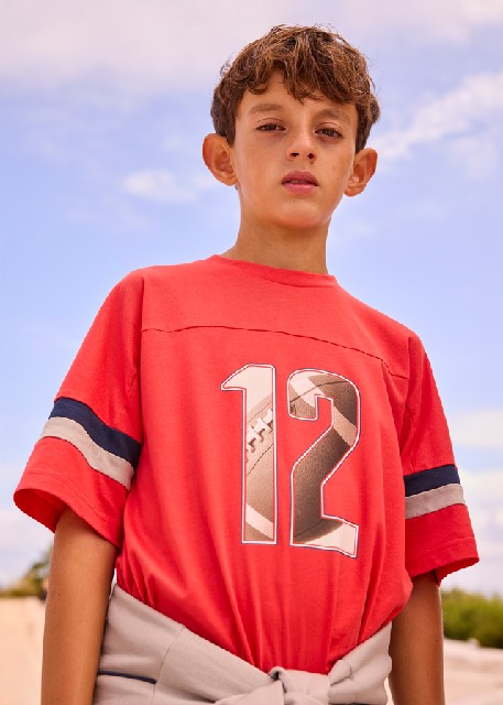 Camiseta m/c combinada        Tomate