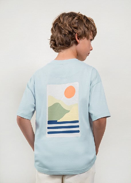 Camiseta m/c paisaje          Celeste