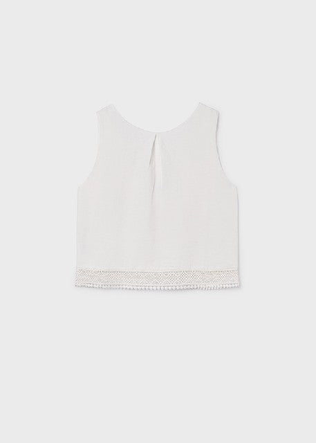 Blusa cinta bordada           Crudo