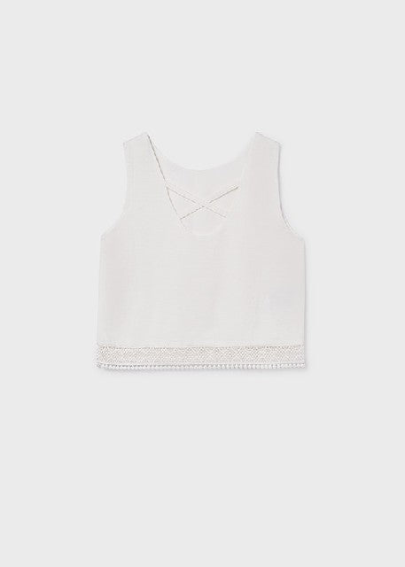 Blusa cinta bordada           Crudo