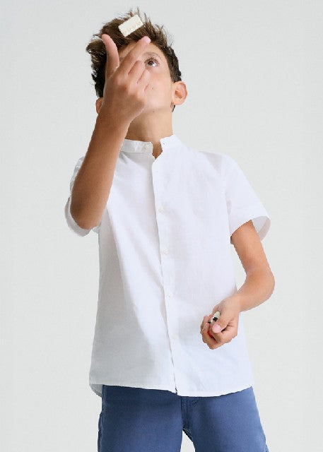 Camisa m/c cuello mao         Blanco