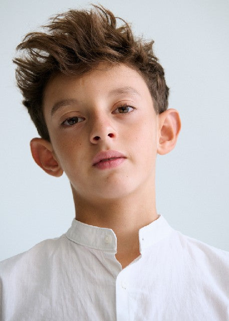 Camisa m/c cuello mao         Blanco